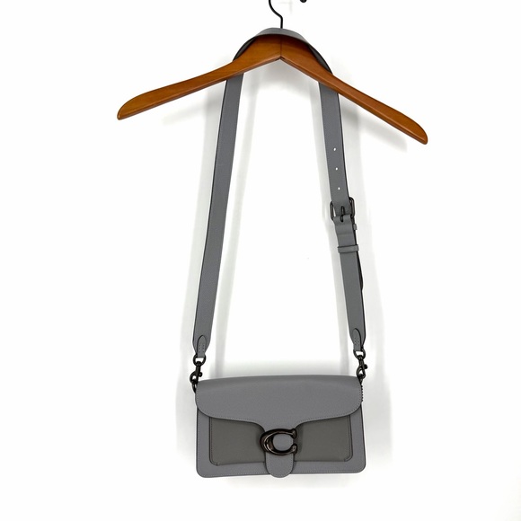 ✨Coach Tabby Pebbled Gray Granite Colorblock Shoulder Crossbody Bag Excellent - Picture 11 of 16